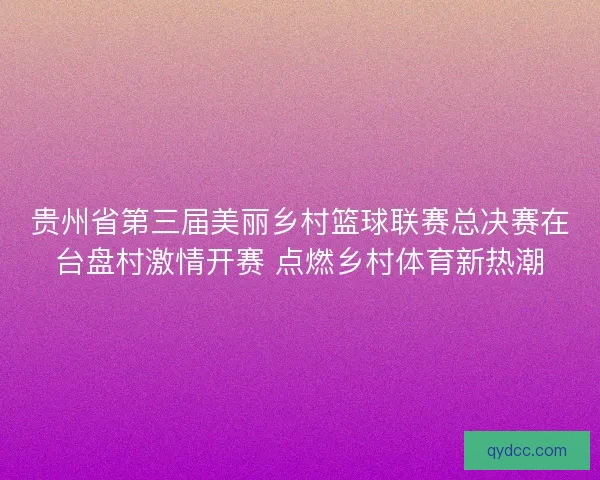 贵州省第三届美丽乡村篮球联赛总决赛在台盘村激情开赛 点燃乡村体育新热潮