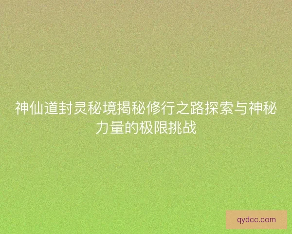 神仙道封灵秘境揭秘修行之路探索与神秘力量的极限挑战